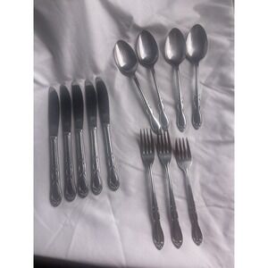 VTG Castle Court Stainless Steel Made In Japan Scroll Edge  Fancy Flatware Set